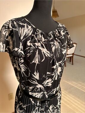 Alex Marie Black and White Floral Midi Dress